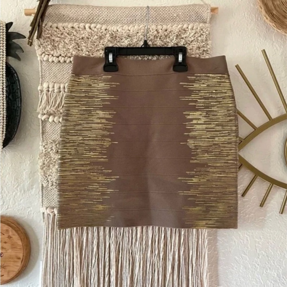 Y2K Guess Brown & Gold Mini Skirt (Size Small)